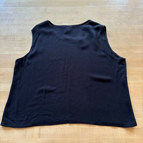 Vintage Rayon Oversized Flowy Crop Top Tank XL Cropped Simple Blouse Shirt - Picture 2 of 3